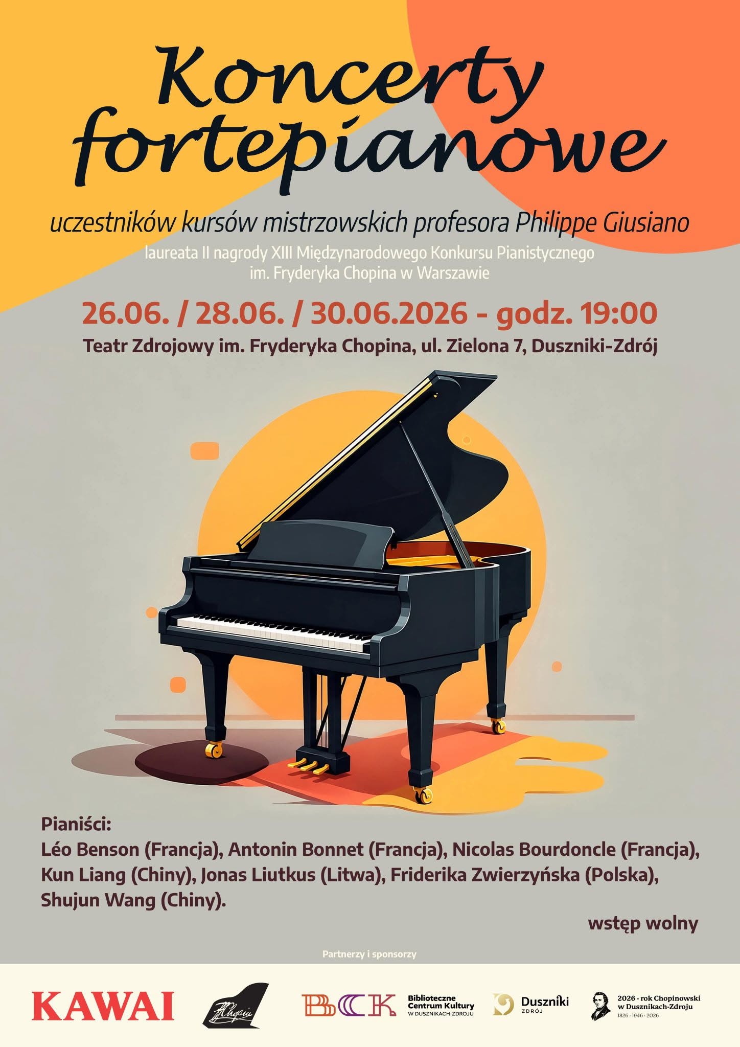 Koncerty fortepianowe uczestników mistrzoswkich profesora Philippe Giusiano